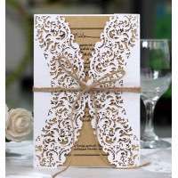 Lace Laser Cut Invitation Holiday Greeting Card Brown Paper